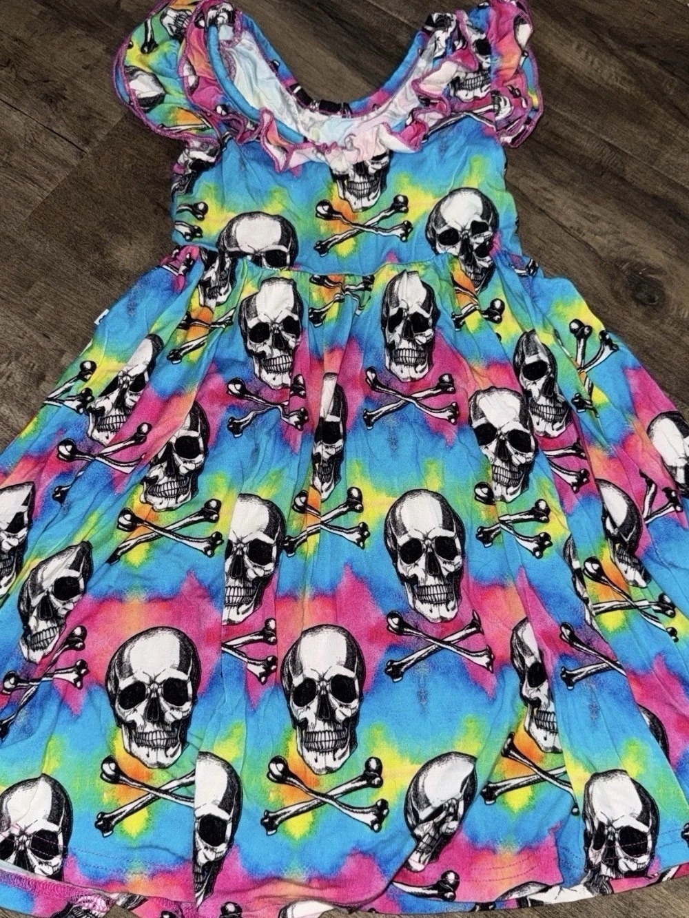 B&R Rainbow Skulls Tiedye Bamboo Twirl 3T💀🌈 - Picture 7 of 7